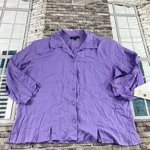 NWT Women’s Notations Purple Mid Sleeve 2 Pocket Button Up Shirt (L) GD15